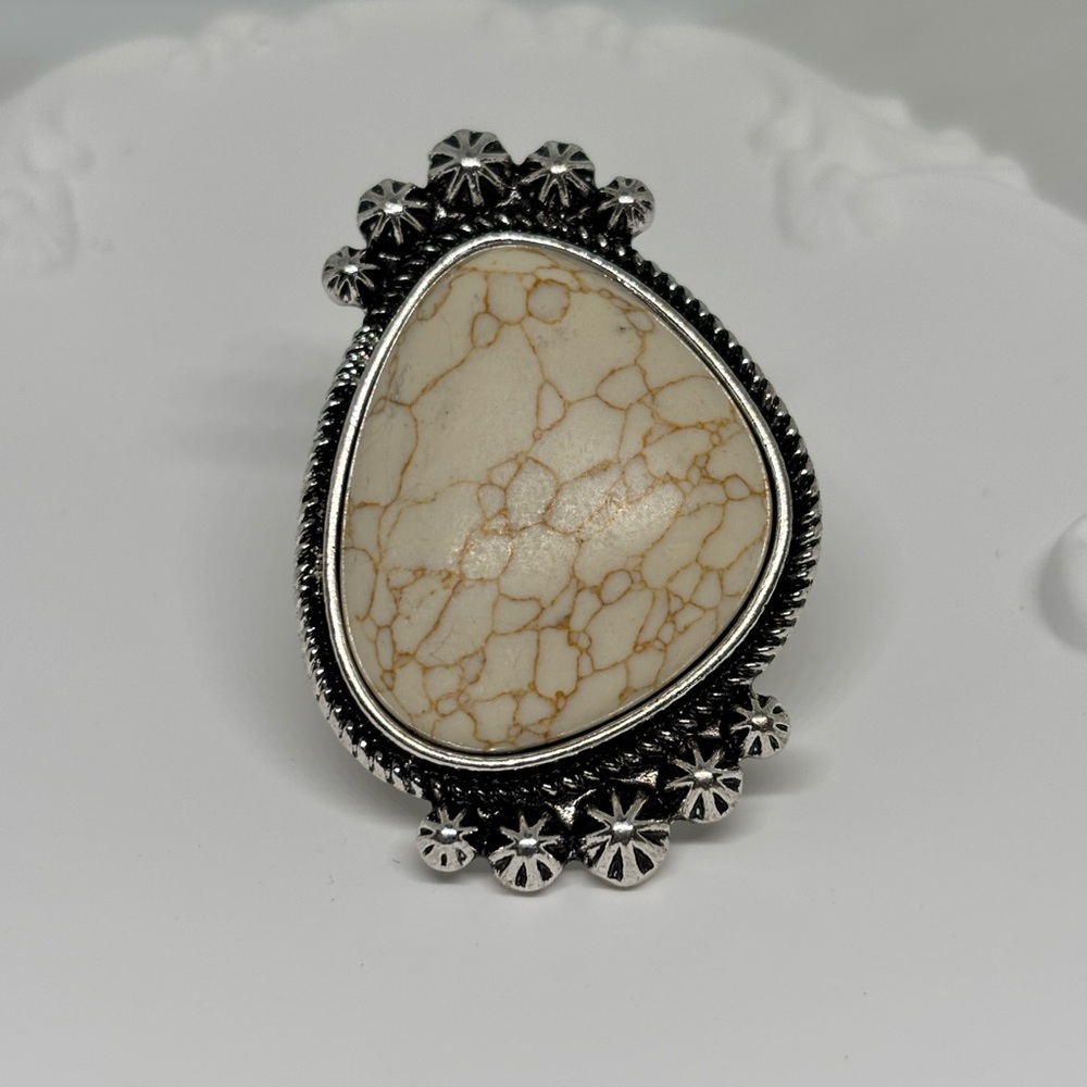 Crazy Horse Turquoise Large Statement Ring southwestern desert market style